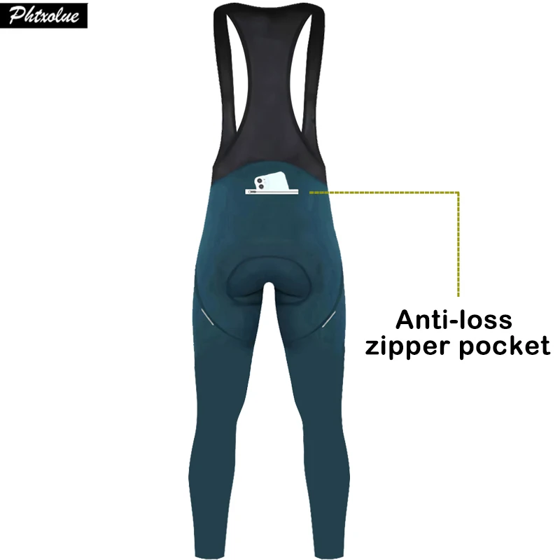 

Phtxolue Anti-Loss Zipper Pocket Men Cycling Bib Pants Trousers Green Winter Thermal Mountain Bike Bicycle Tights Cycling Pants
