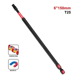 Geinxurn 6 Inches #25 Torx Impact Screwdriver Bit,S2 Alloy Steel Magnetic T25 Driver Bit Set