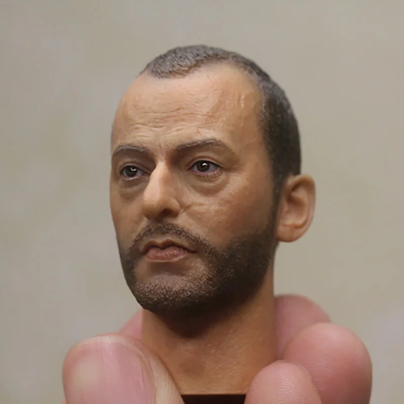 1/6 Jean Reno Head Sculpt PVC Male Soldier Head Carving Model Fit 12'' Action Figure Body for Hobby Collection