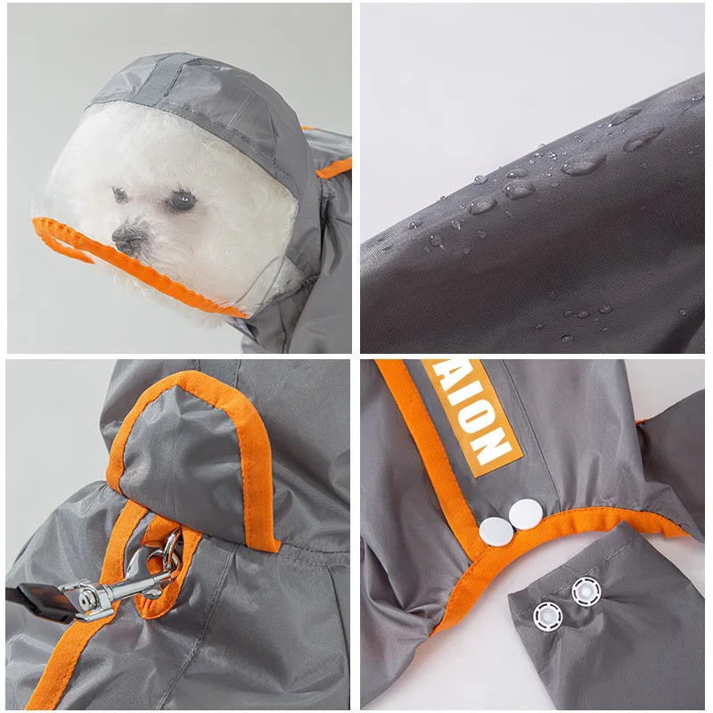 Dog Raincoat 1PC Cats and Dogs Can Be Towed Color Blocking Summer Breathable Rain Poncho Small and Medium Dogs  Pet Supplies