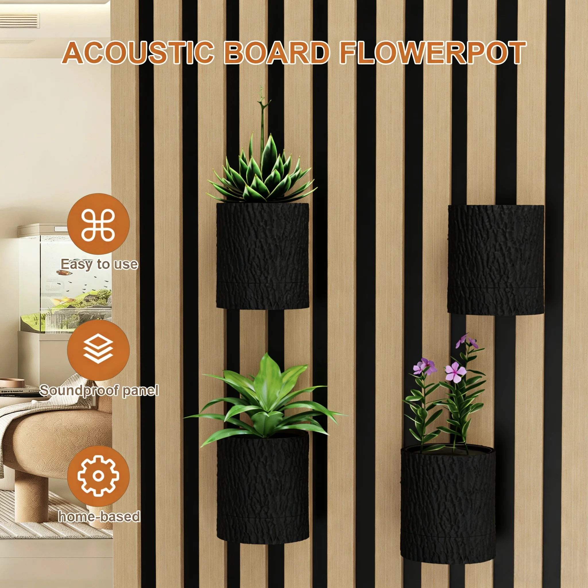 1 Pack Acoustic Panel Planter, Multi-Function Succulent Pot, Minimalist Decor, Rust-Proof No-Drill Easy Installation