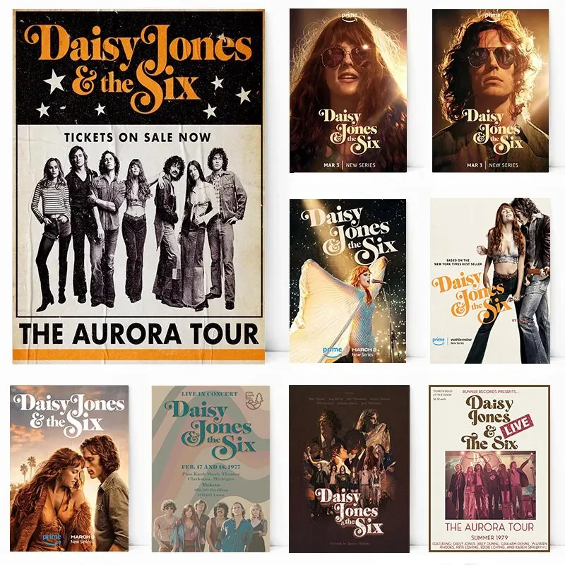 Daisy Jones & The Six Aurora World Tour 2023 Poster, TV Series Inspired Canvas Wall Art for Home Decor