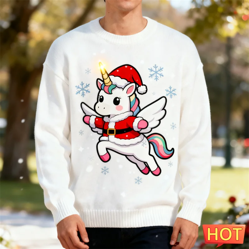 

Simple Fashion Unicorn Pattern Ugly Christmas Sweater Trendy Holiday Wear 3D Printed Xmas Sweatshirts Loose Harajuku Pullovers