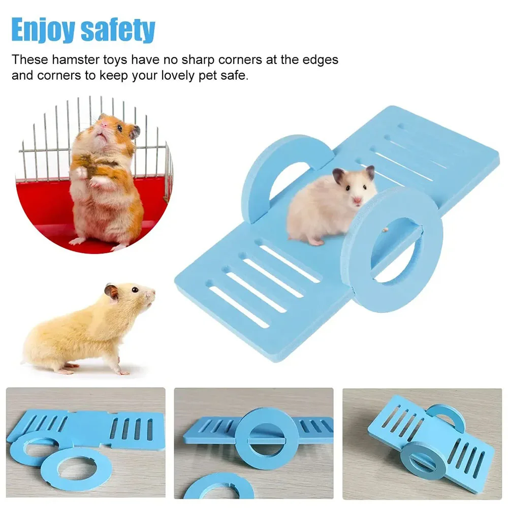 3Pcs Hamster Toys Eco-Board Bridge Seesaw Swing Toys Small Animal Activity Climb Toy DIY Hamster Cage Accessories for Home