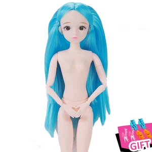 الشعر الملون طويل 1/6 دينار بحريني 30 سنتيمتر عارية دمية ناكي الجسم متعدد المفاصل التنقل 3D العين الاصطناعية أميرة اللعب للفتيات الأطفال تلبيس أعلى 8 مبيعات دمية امرأة عارية - رقم 6