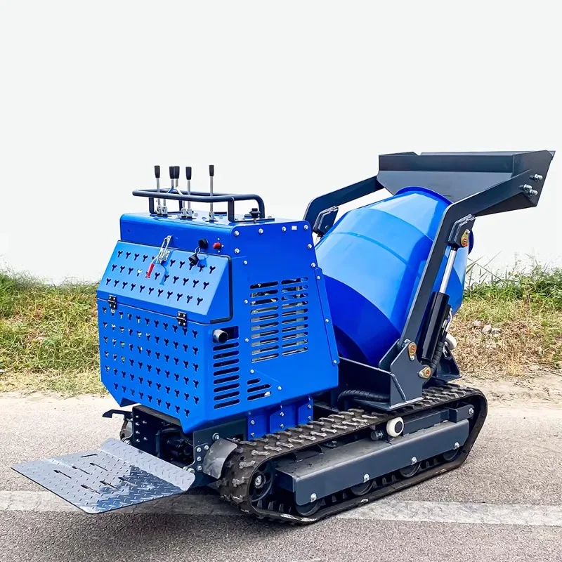 Mini Crawler Mobile Cement Mixer Portable Automatic Track  Small Mini Concrete Mixer Self-loading Tracked