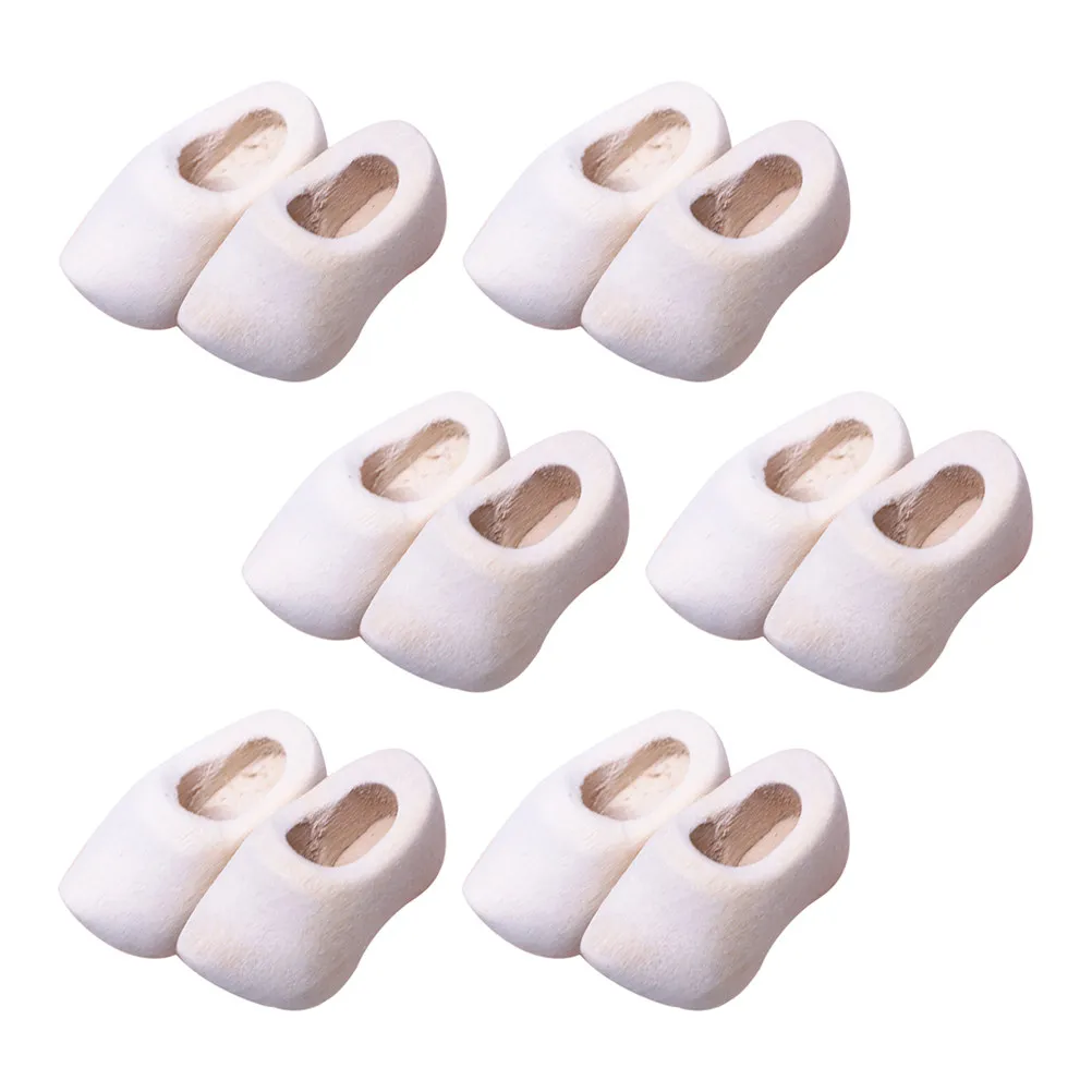 6Pairs Mini Wooden Clogs Unfinished Wood Shoes DIY Craft Projects Miniature Accessories Dollhouse Decor Miniature Shoes