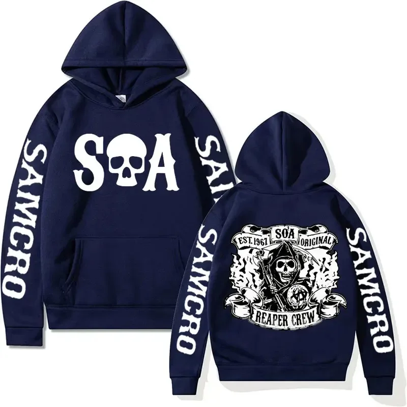 SoA-Sons of Anarchy SAMCRO Graphics Hoodie for Men Streetwear Rock Punk Sweatshirts Man Harajuku Trend Vintage Oversized Hoodies