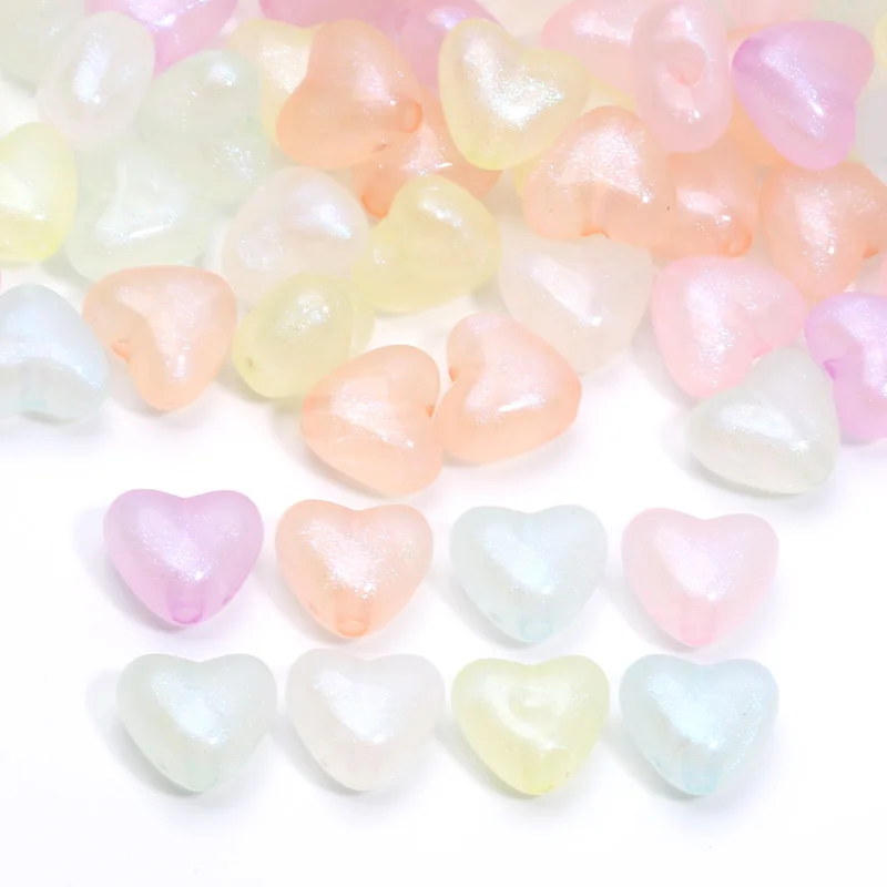50 stücke 10x11mm Meerjungfrau Farbe Liebe Herz Perlen Acryl Lose Spacer Perlen Für Schmuck Machen Diy armband Halskette Ohrringe Handwerk