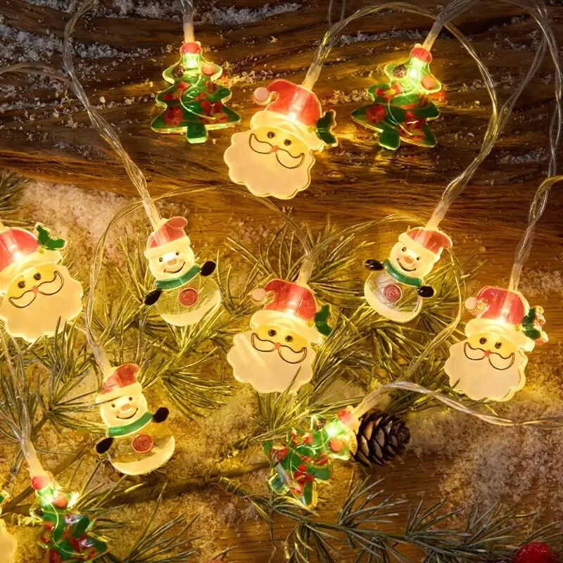LED Christmas Tree,Santa Claus&Snowman String Lights,Fairy Lights for Xmas Thanksgiving New Year Home Party Bedroom Decoration
