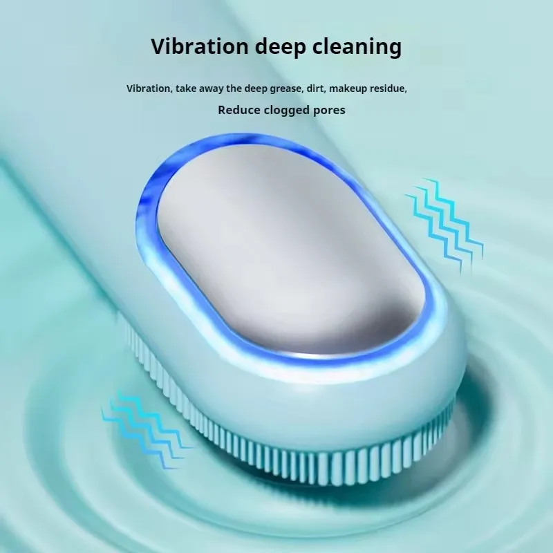 แปรงขัดหน้าซิลิโคนไฟฟ้า แปรงทำความสะอาดผิวหน้าแบบร้อนและเย็น กันน้ำ ชาร์จซ้ำได้ เครื่องทำความสะอาดผิวหน้าอัลตราโซนิก อุปกรณ์ดูแลผิว