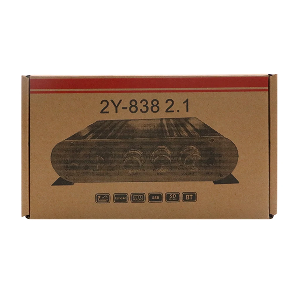 ST-838 HiFi 2,1-канальный аудиоусилитель с регулировкой басов и высоких частот 80 Вт * 2 черный автомобильный домашний усилитель мини-медиаплеер