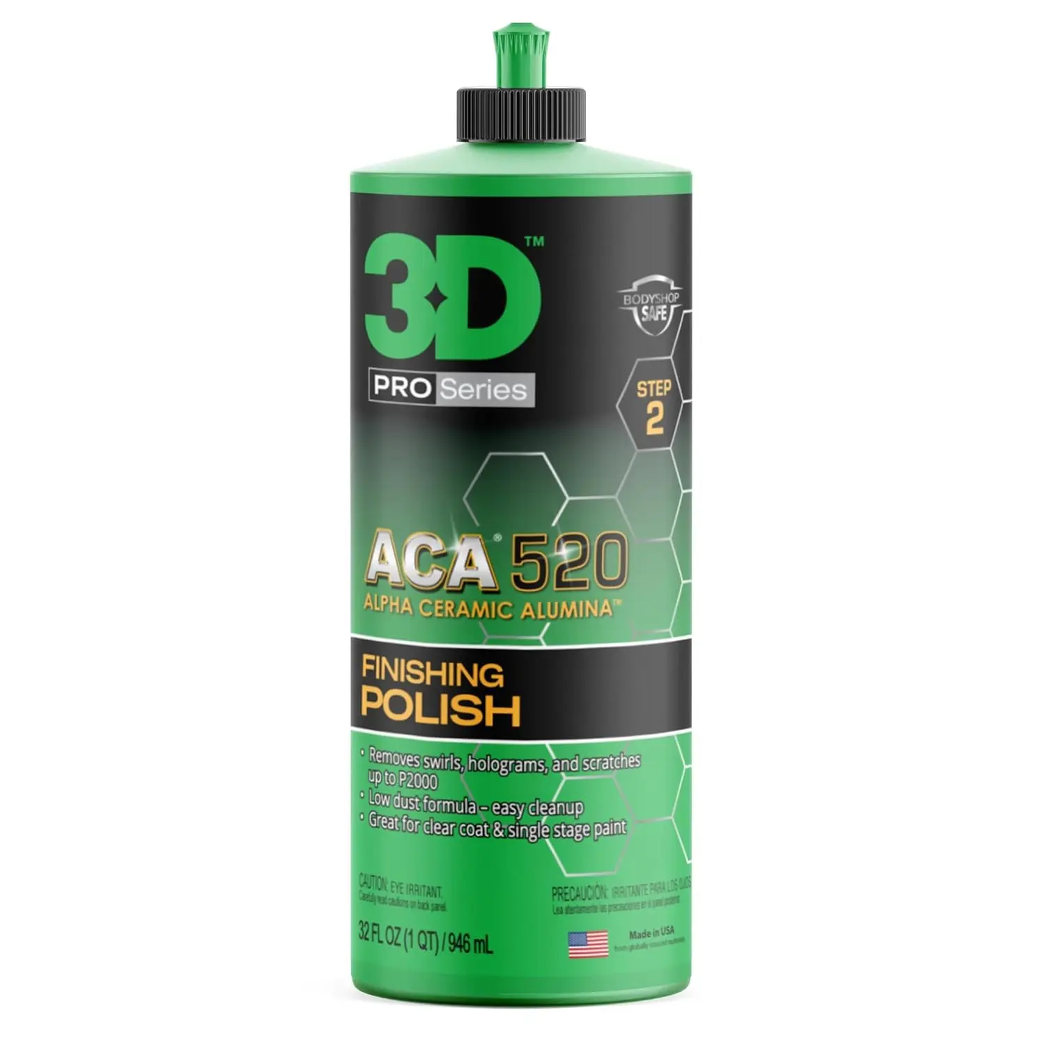 

3D ACA 520 Finishing Polish - 32 унции, этап 2, для кузовного ремонта, легкая очистка, превосходное покрытие, без наполнителей
