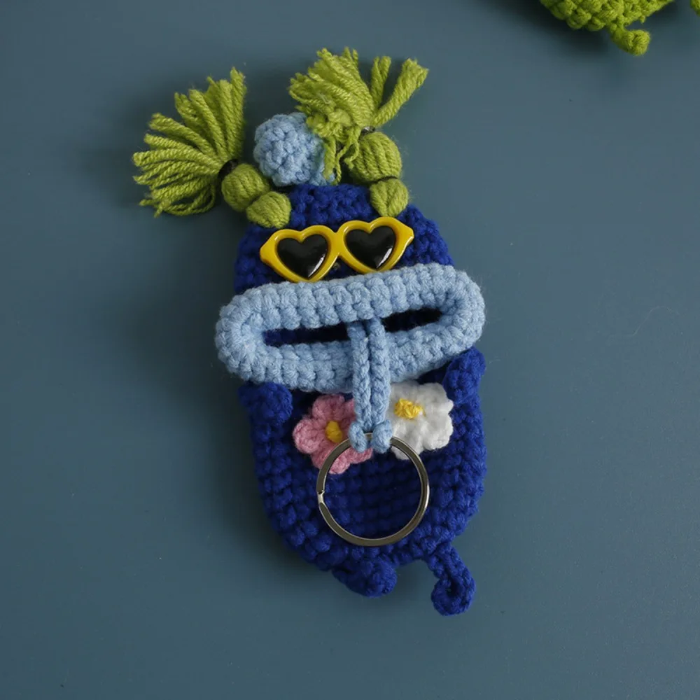Creative Handmaking Sausage Mouth Doll Woven Funny Crochet Keychains Cute Cartoon Knitting Doll Backpack