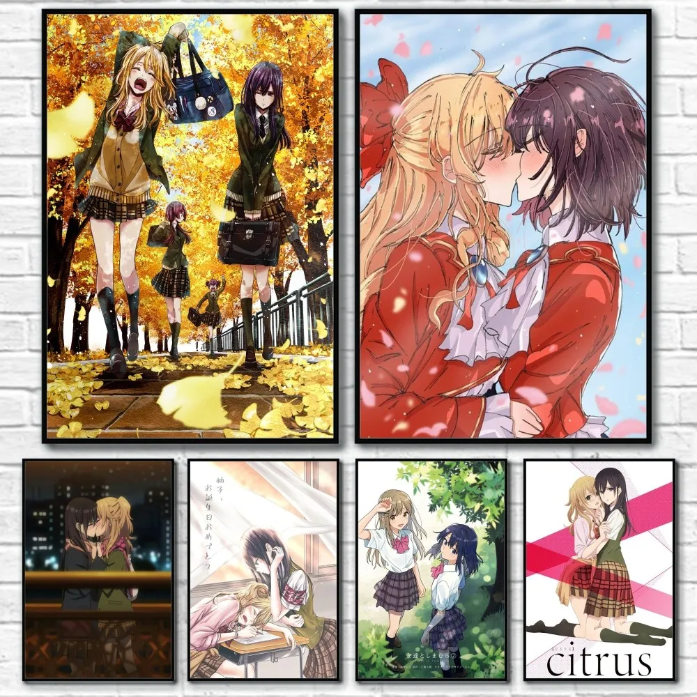 

Yuri Citrus Anime TV Girl Love Poster Sticky Wall Art Printing Waterproof Home Living Bed Room Bar Aesthetic Decor