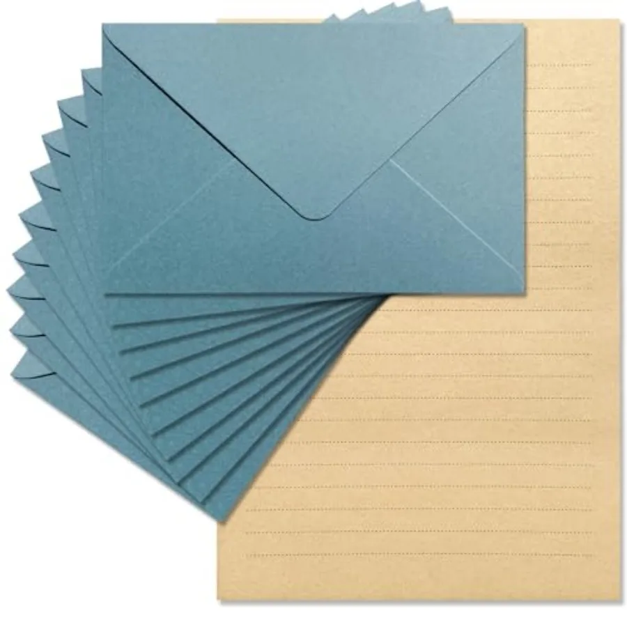 

Premium Velvet-Touch Stationery Set with Unique Design Colors - Best Paper and Elegant 4x6 Envelopes 24 Writing Sheets + 12 Env
