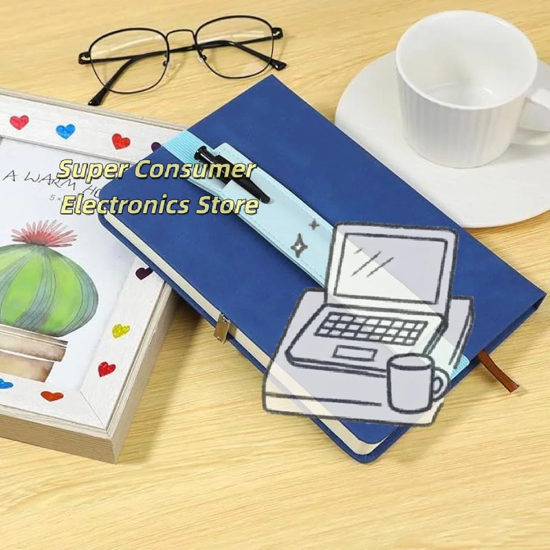 Elastic PU Leather Notebook Band with Pen Holder, Adjustable for A5/A6 Journals, Portable & Durable