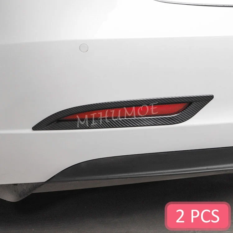 Carbon Fiber Rear Bumper Reflector Fog Light Cover Surrounds For Tesla Model 3 2018 2019 2020 2021 2022