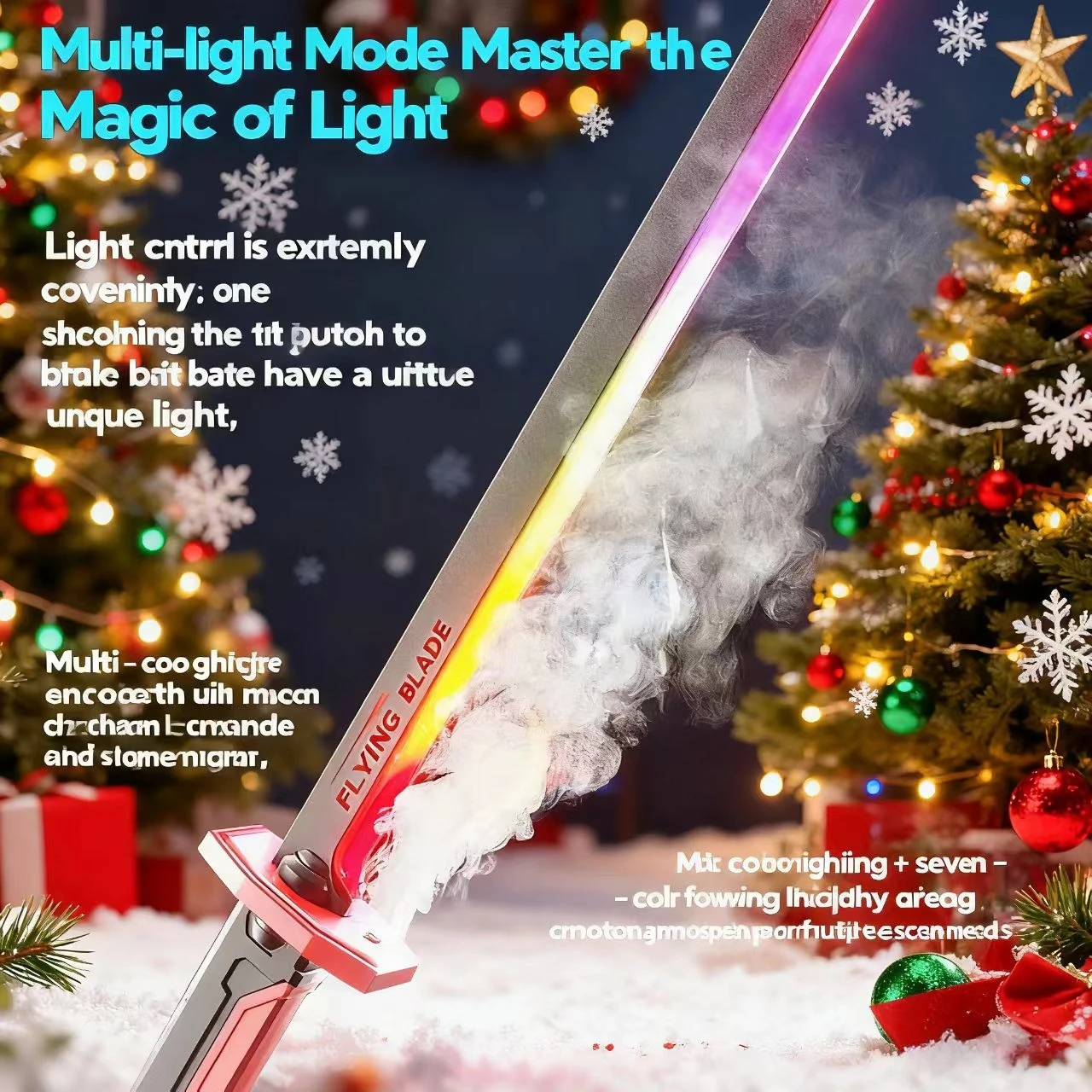 

Sword with special effects, colorful ribbons with glowing sparks and smoke effects, gift for adults and children,role play.