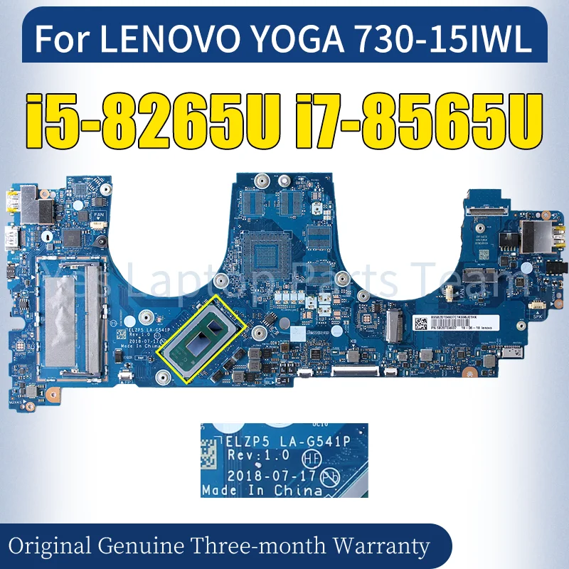 LA-G541P For LENOVO YOGA 730-15IWL Laptop Mainboard SREJQ i5-8265U SREJP i7-8565U 5B20T04891 5B20T04937 Notebook Motherboard