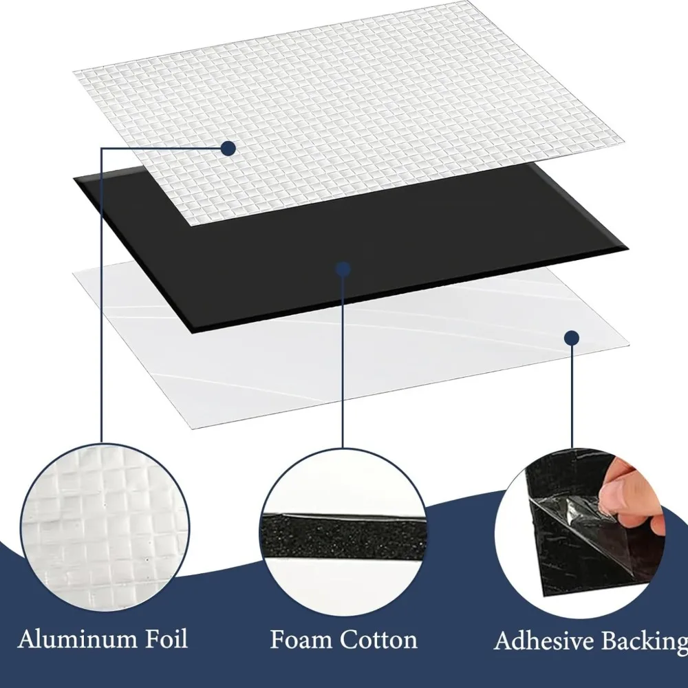 10PCS 10mm Soundproof Insulation Foam Pre-cut 40x25cm Self Adhesive Noise Deadening Mat for Car & Home Sound Proof Wall Panels