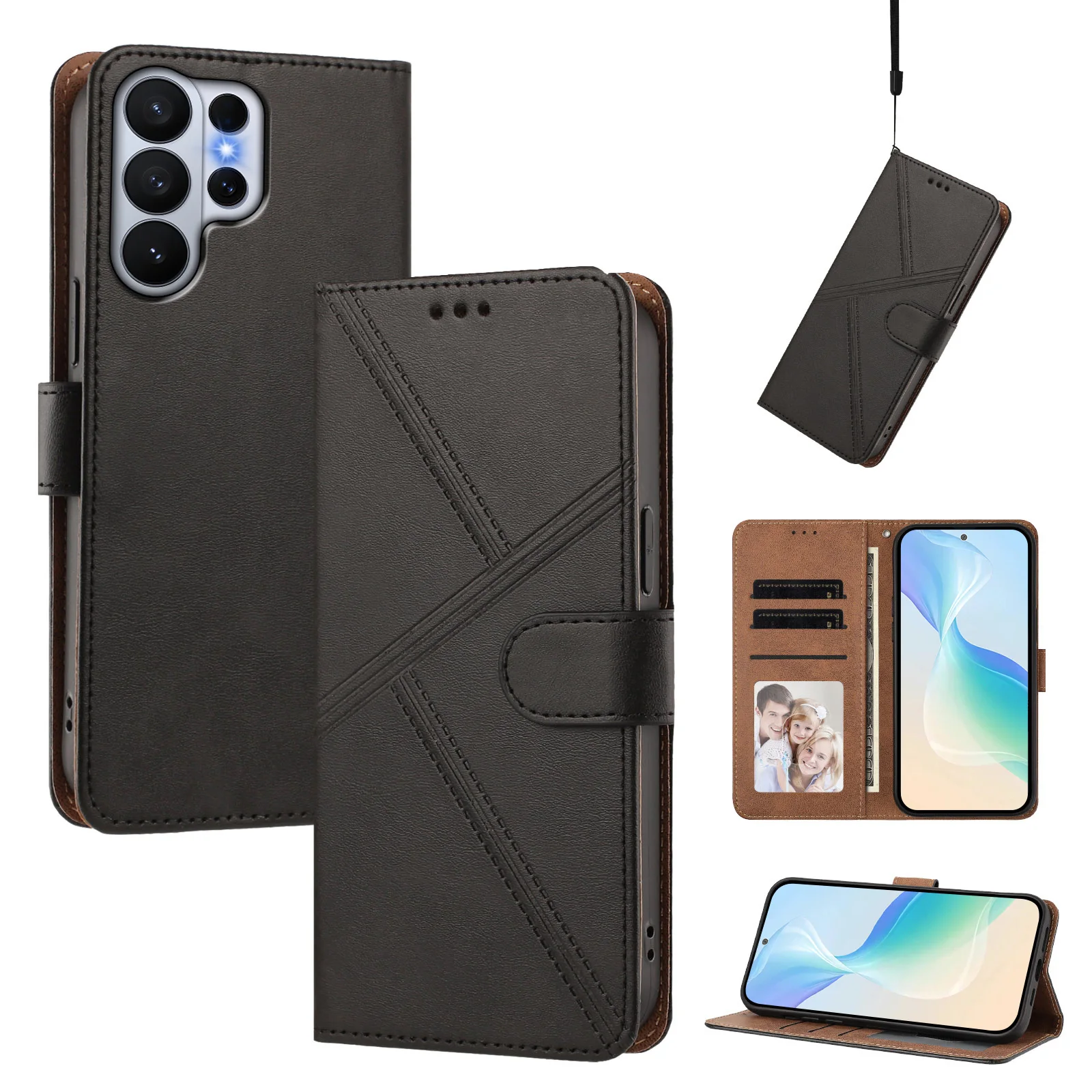 PU Leather Flip Phone Case For Samsung Galaxy S26 Ultra S25 Plus S24 S23 S22 S21 A55 A56 A35 A37 A34 A57  Wallet Cover