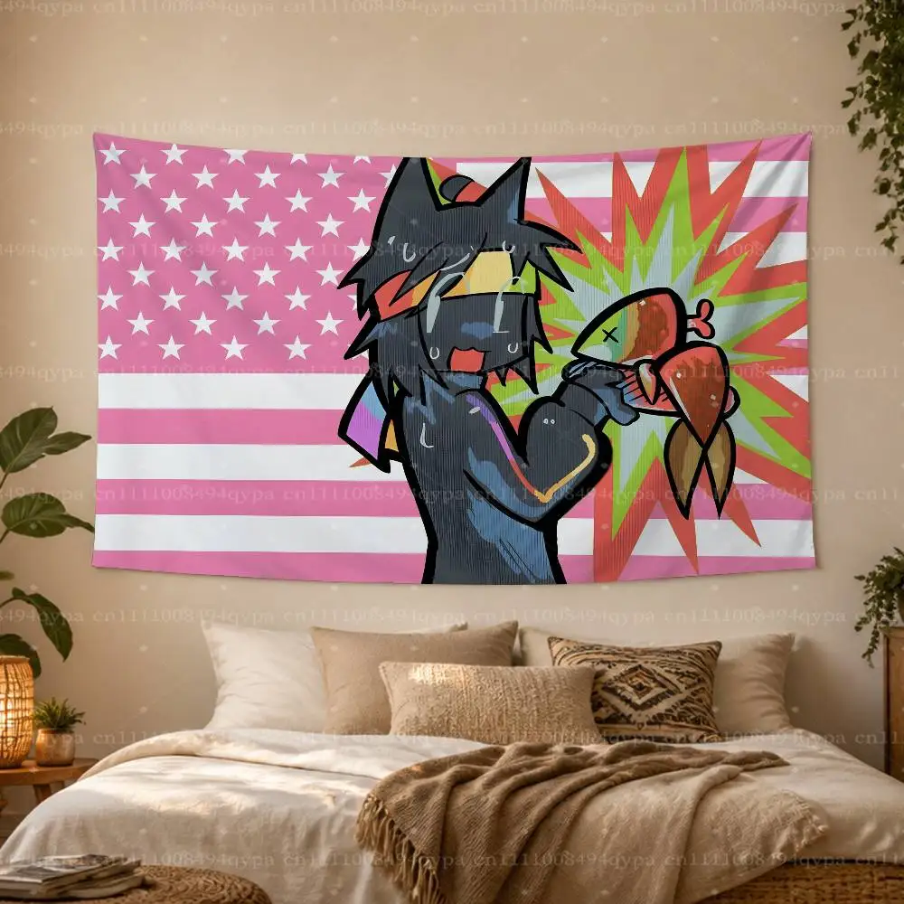 S-Spokeishere Spok U-Unstable Universe UU Amerikanischer Wandteppich mit rosa Flagge für Studentenwohnheim, Schlafzimmer, Outdoor-Dekoration, vier Ösen – Detail 16