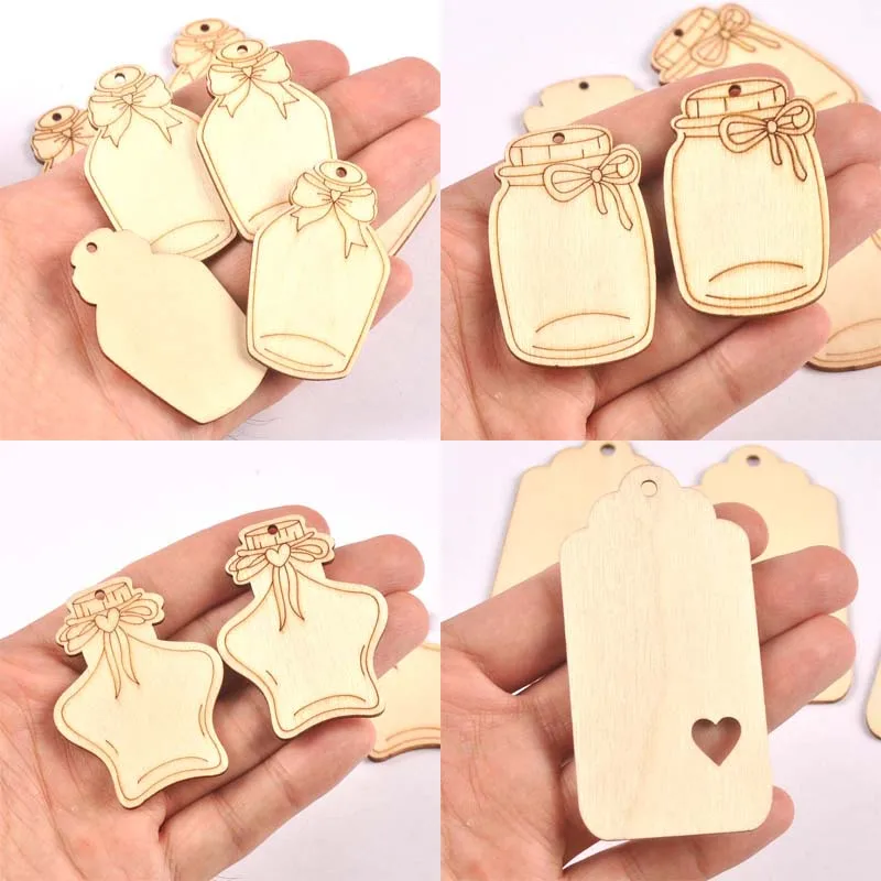 20/10pcs 3-5cm Bottle Pattern Natural Wooden charms pendant Carft for Home Decoration Diy Hanging cp3406