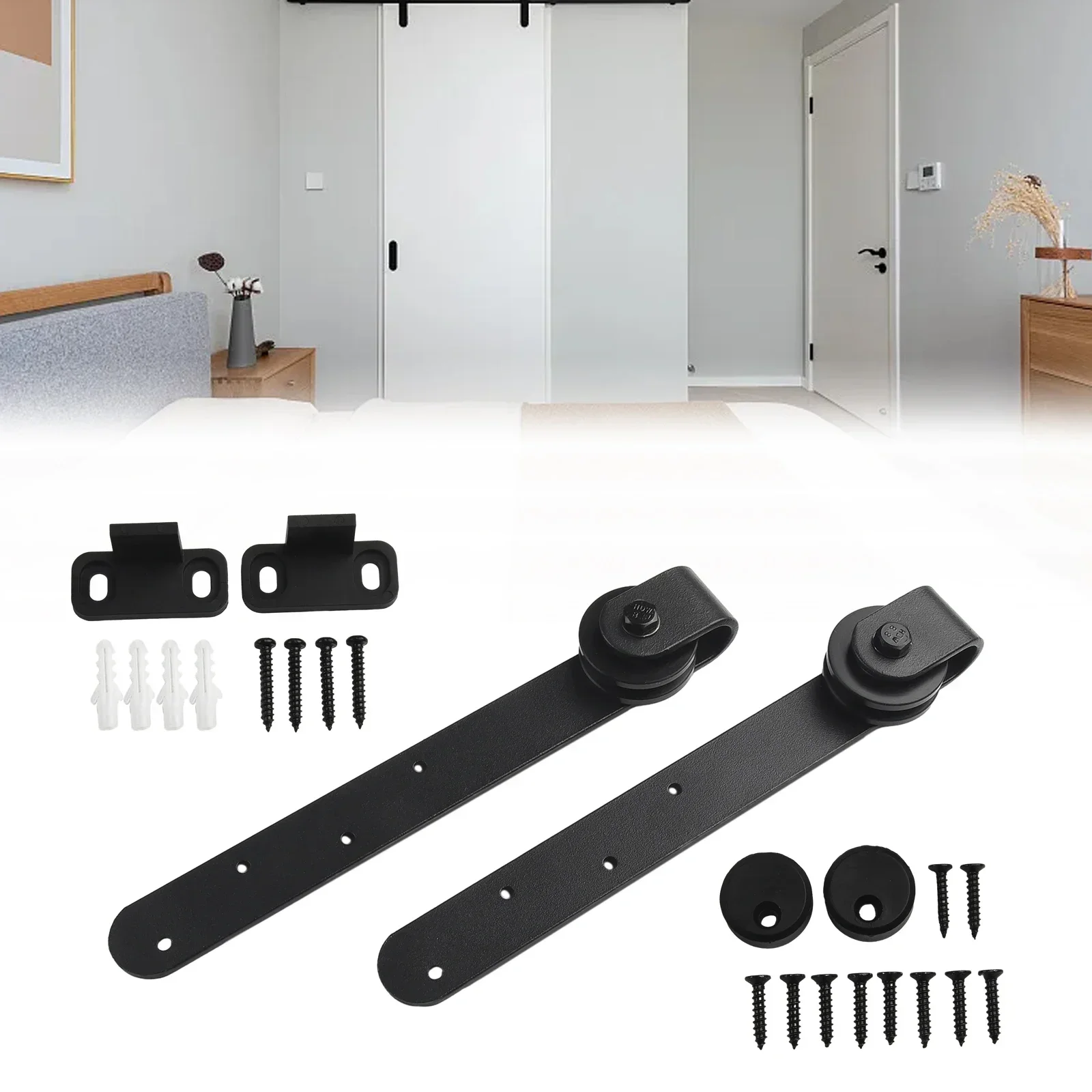 

Mini Sliding Door Barn Track Top Mount Door Rail Hardware Kit Hanger Track Smooth Silent Closet Cabinet Sliding Door Fittings