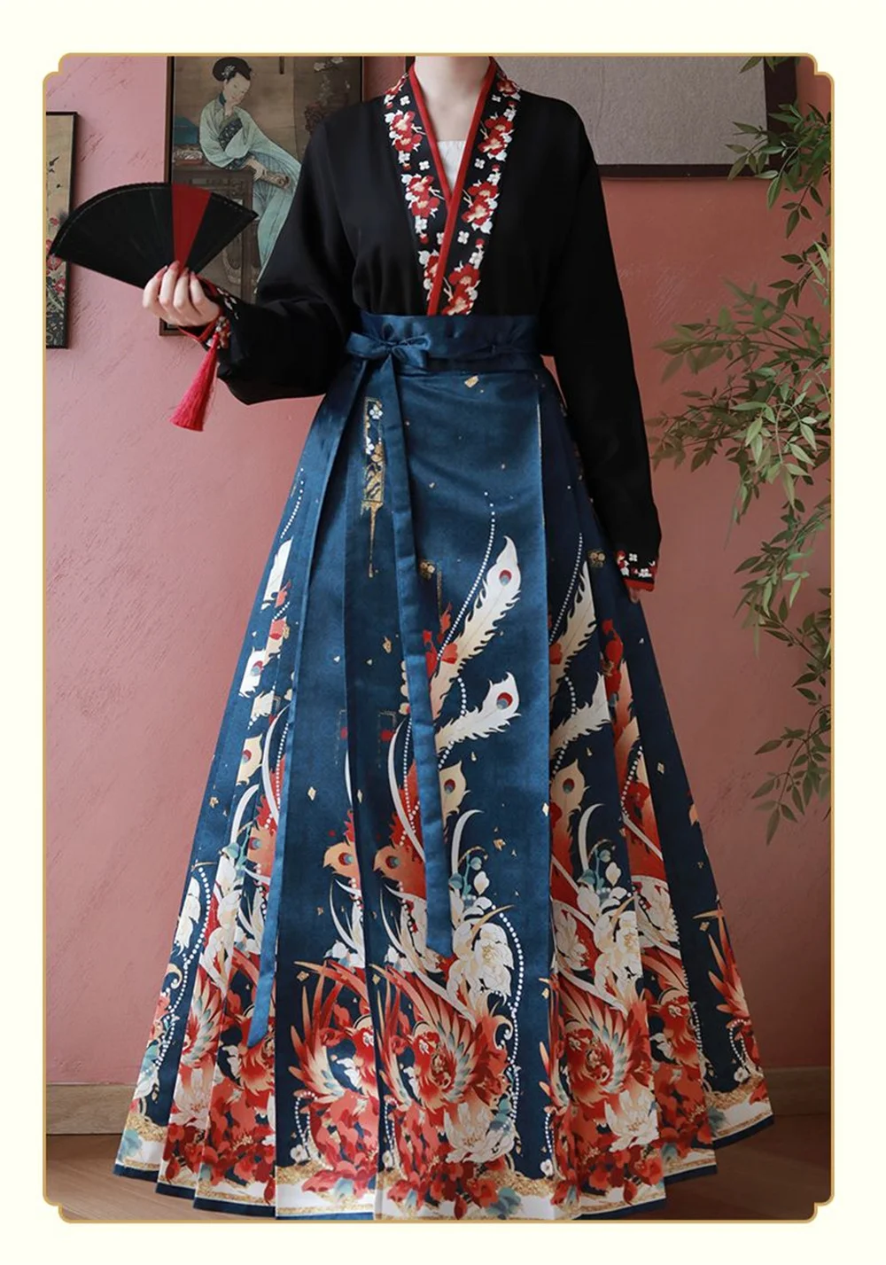 Faldas Hanfu originales para mujer, vestido de cara de caballo chino, vestido tostado, estilo chino clásico, falda de viaje diario, nuevo