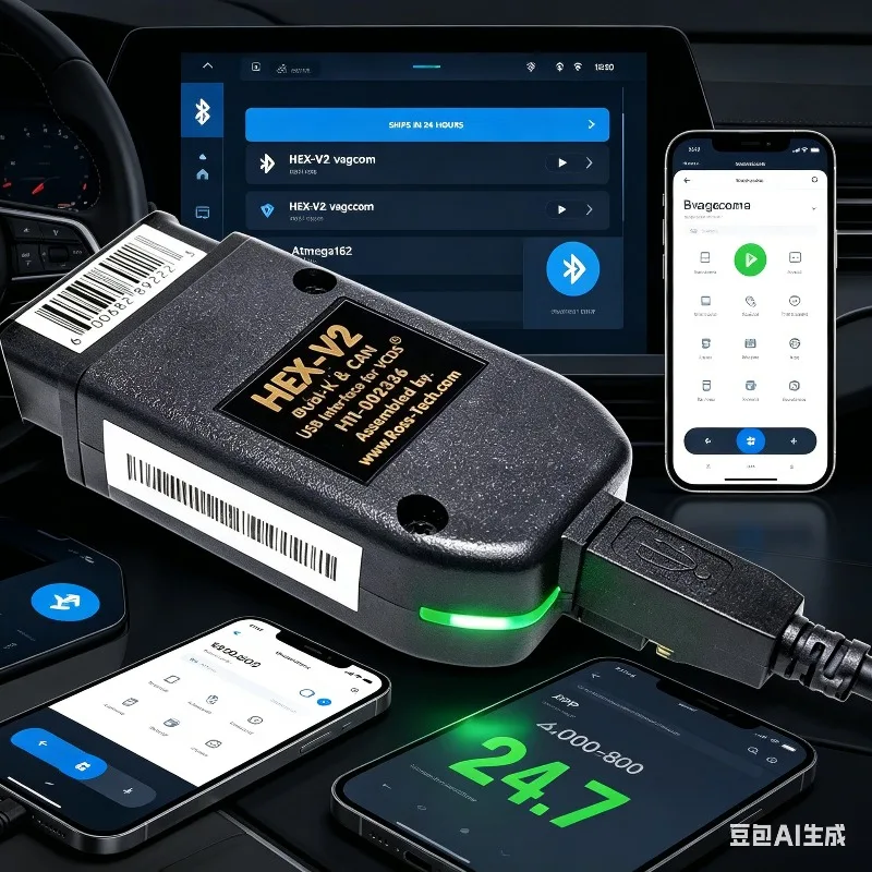 

New Arrival 24.7 VAGCOM Scan Device VAG KKL VCDS Wire OBD2 Diagnosis Cord Multi-Lang OBD2 Reader HEX V2 VAG COM