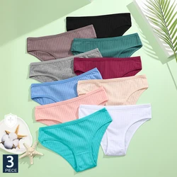 FINETOO 3PCS/Set Cotton Panties Women Underwear Sexy Lingerie Panty Female Lingerie Briefs Panty Underpants IntimateXS-7XL Plus