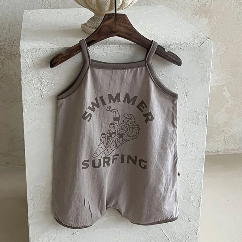 2025 novedad de verano, pelele sin mangas para bebé, chaleco infantil con estampado bonito a la moda, mono fino de algodón para recién nacido, ropa