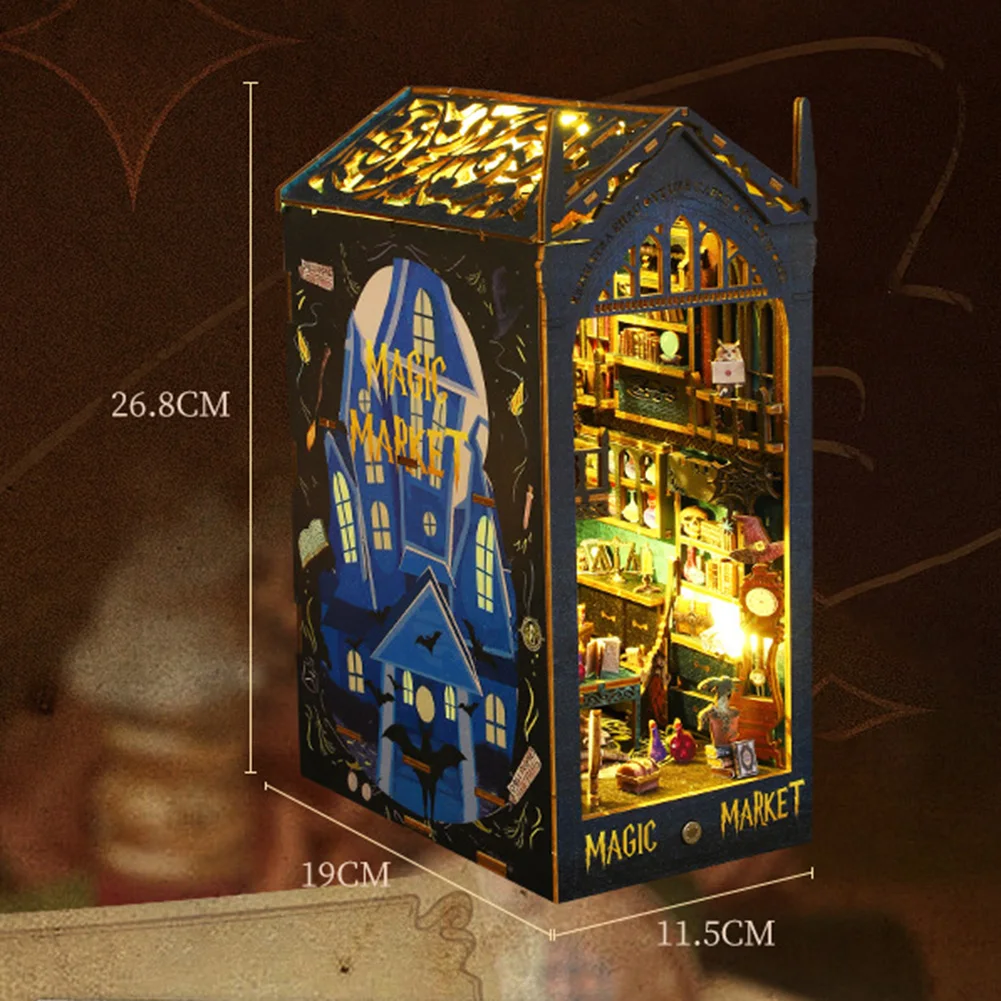 Handmades DIY Magics Bazaar Books Nooks Kit Sturdy Charming Assembled Miniatures For Home Room