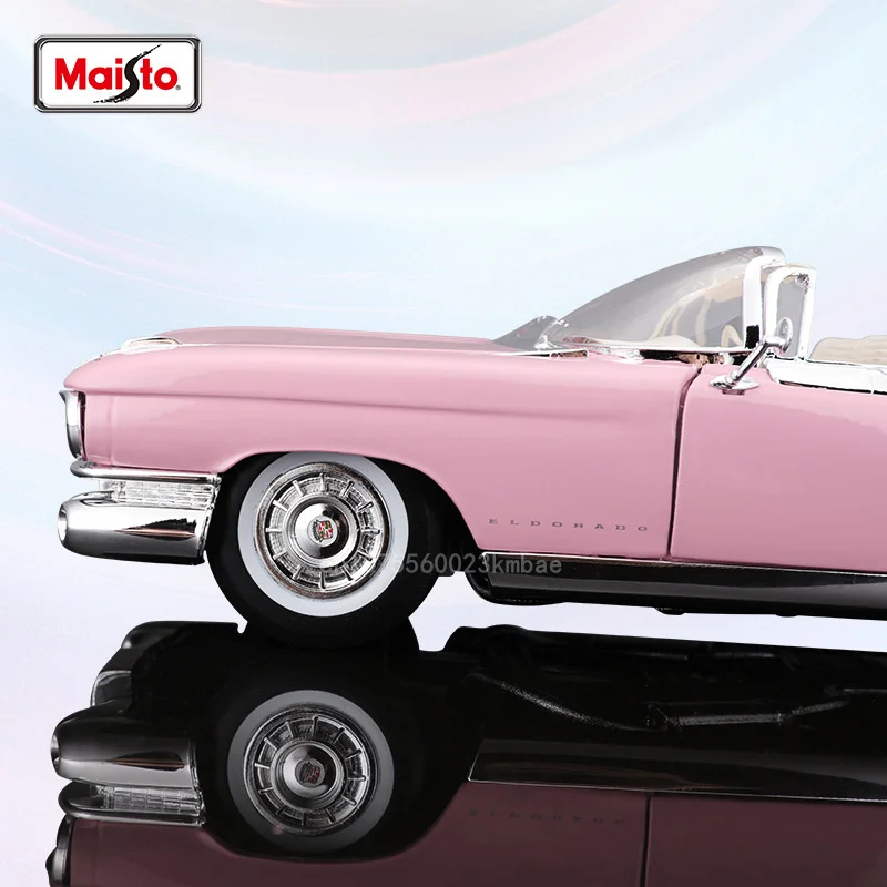 Maisto 1:18 Model Car 1959 Cadillac Eldorado Biarritz Alloy Decast Desktop Pink Decoration Collection Vehicle Model Toys Gifts