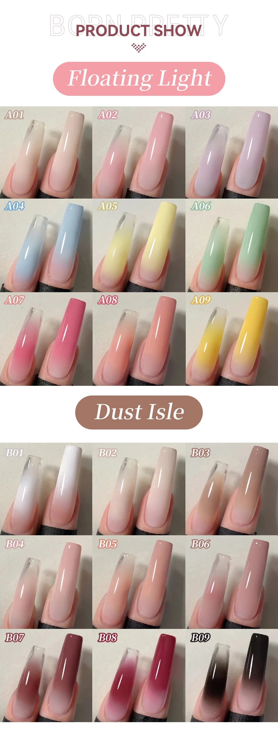 BORN PRETTY 9 Farben Pat Painting Gel Nagellack Blüten-Stempeldesign UV LED Soak Off Gel Lack Farbverlauf Pat Gel Palette – Detail 2