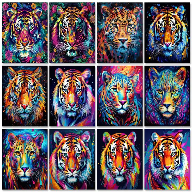 

GATYZTORY DIY Paint By Number Tiger Hand Painted Paintings Art Drawing On Canvas Gift Pictures By Numbers Animal Kits Home Decor
