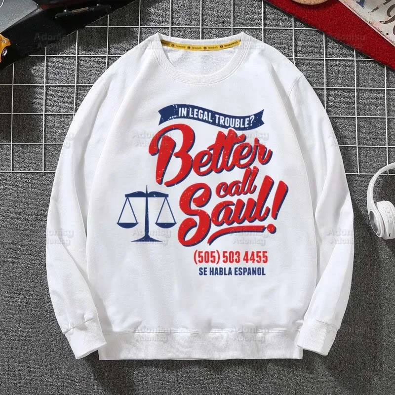 

Better Call Saul Breaking Men Hoodies Autumn Hooded Sweatshirt Men Hip Hop Hoodie For Men Classic Hoody Pullover Tops white