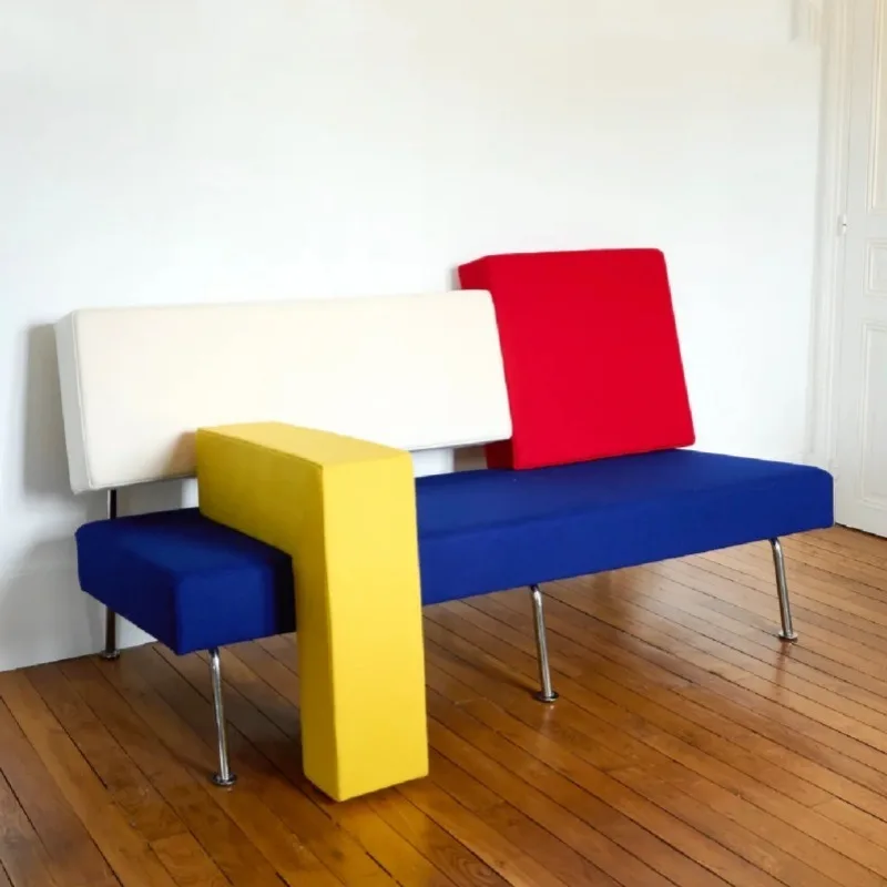 

Abstract designer geometric sofa color matching art small apartment store niche fabric sofa