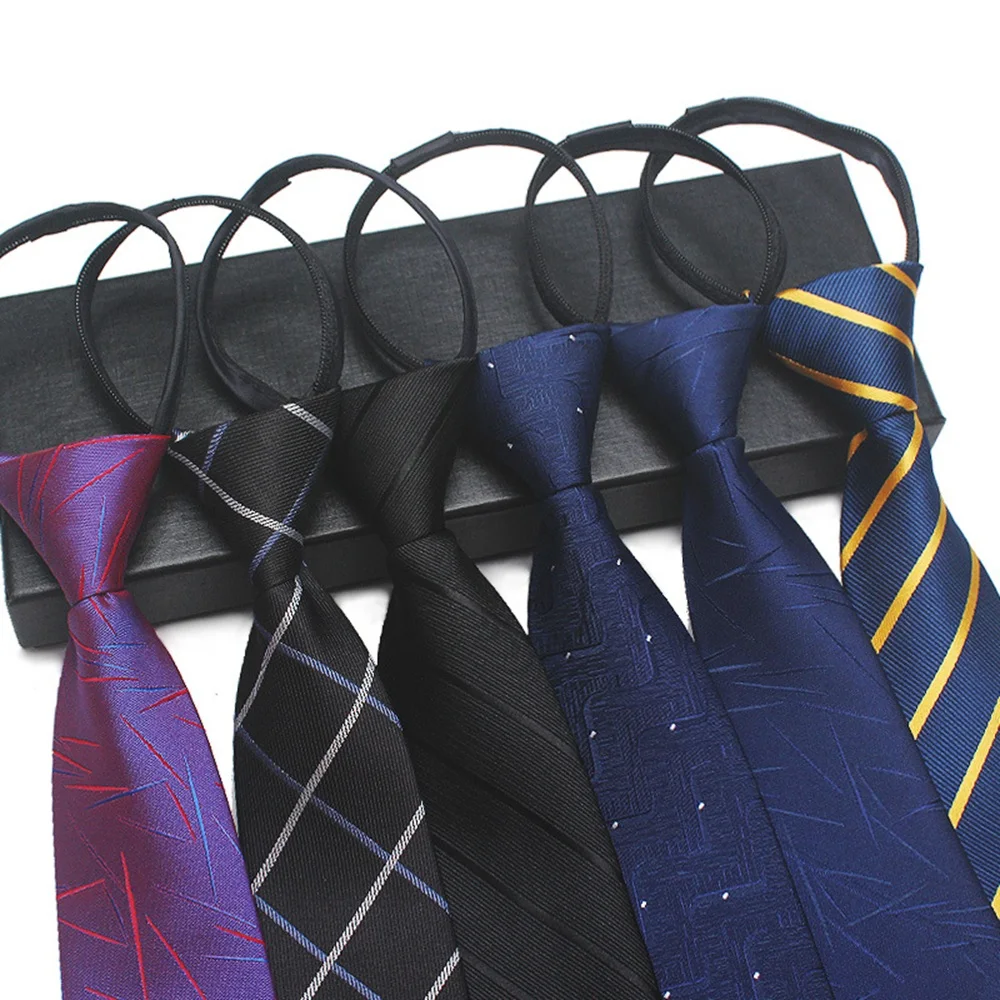 Men's professional tie free knot 8cm lazy zipper tie business formal work tie Fashion Mens Meeting Wedding Daily Wear Cravat