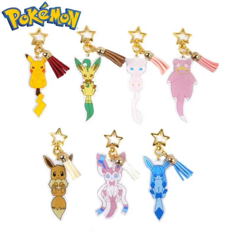 

Pokemon Anime Figures Pikachu Leafeon Mew Eevee Sylveon Acrylic Keychain Bags Key Ring Charm Accessories Kids Toys Birthday Gift