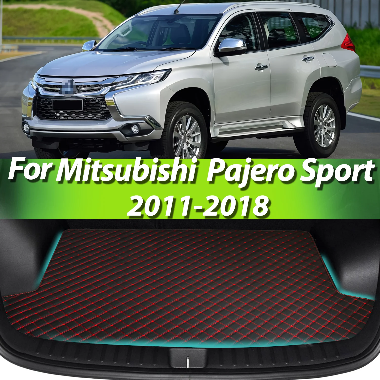 

For Mitsubishi Pajero Sport 2011-2018 Artificial Leather Car Trunk Mat Rear Trunk Cargo Protective Mat Car Interior Accessories