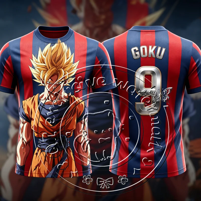 Summer Hot Sell Dragon Ball Goku Striped Football Jersey 3D Quick Dry Tee Men Women Sport Training Streetwear Short Sleeve Shirt