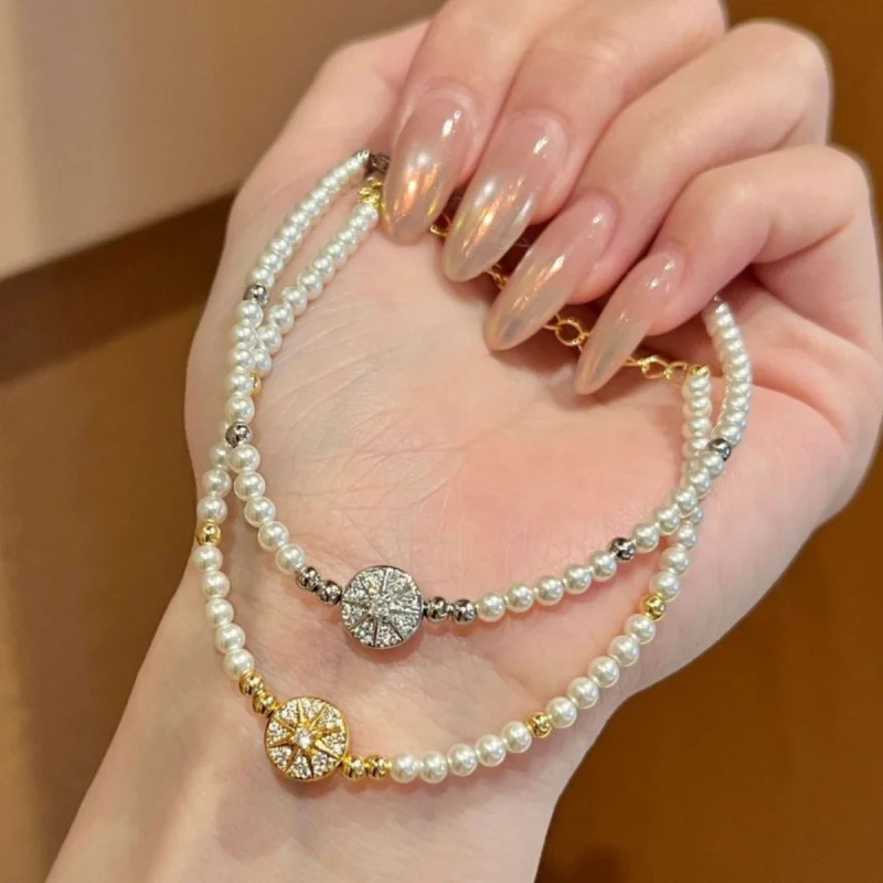 Wellenförmiges geometrisches verstellbares Armband, luxuriöses und modisches Süßwasserperlenarmband, Damen-Hochzeitsarmband-Schmuck