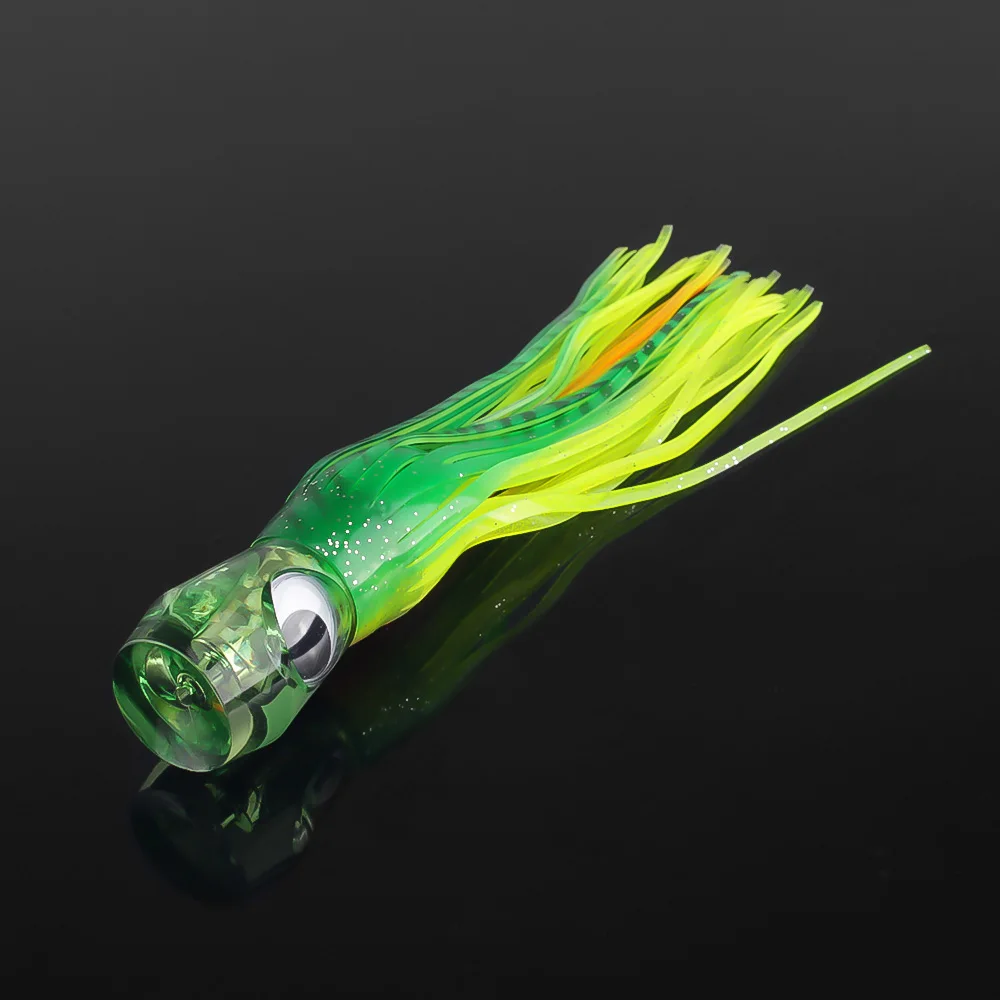 DNDYUJU 1PCS Sea Fishing Lure 55g/17CM Boat Fishing Troll Bait Acrylic Resin Octopus Bionic Squid Fishing Bait Feather Skirt