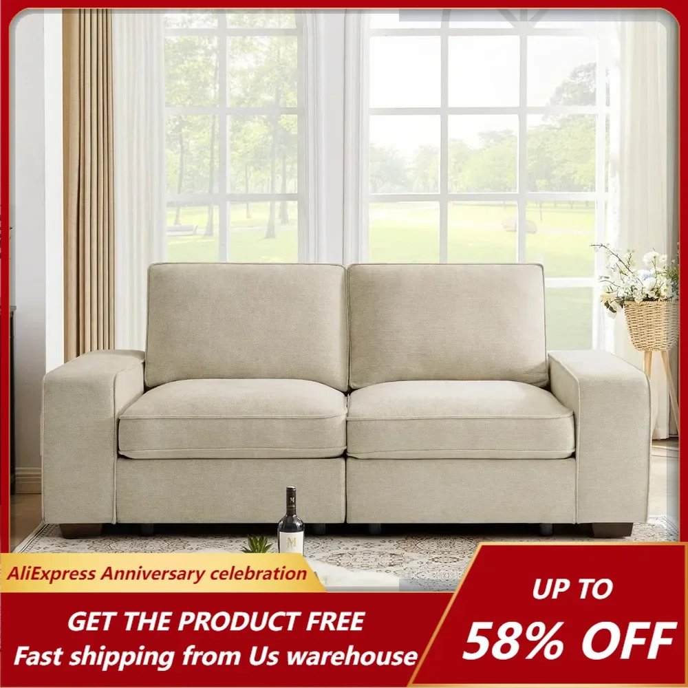 Modular Couch for Living Room, Deep Seat Couch with Storage, Free Combination Upholstered Chenille Couch with Removable Cover