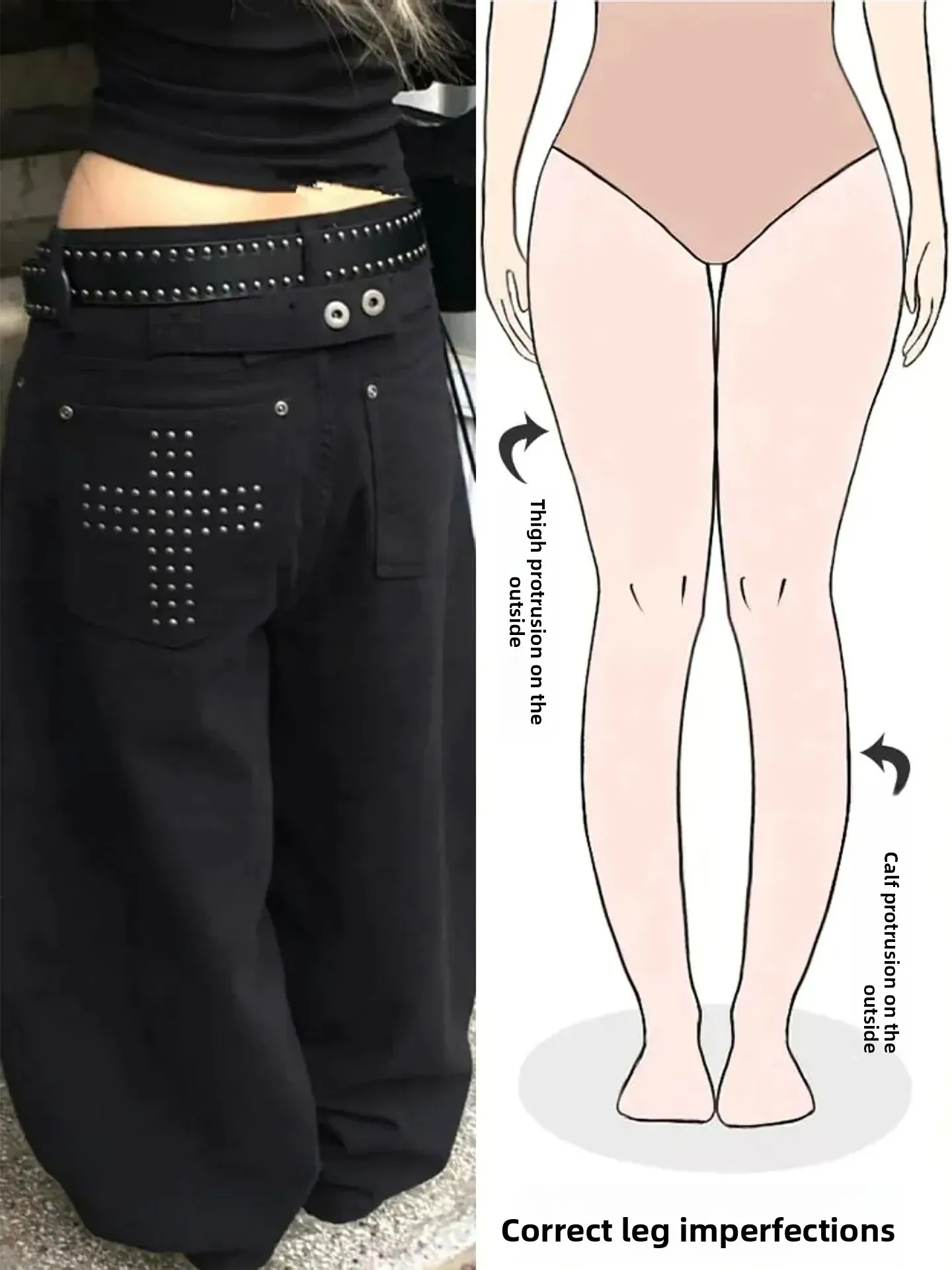 

Retro American Pearl Cross Denim Jeans Women Loose Knife Long Pants Autumn Winter New Street Style Pear Shape Body