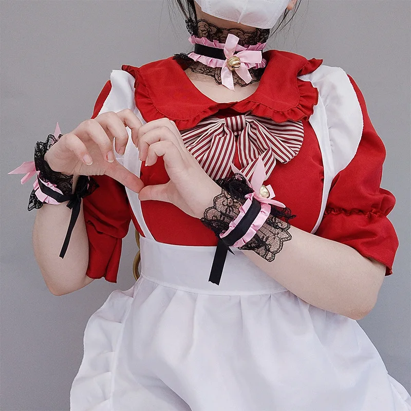 ロリータレースリボンフリルハンドスリーブ手首甘い取り外し可能なチュールブレスレットとベルリストバンド日本のメイドコスプレアクセサリー