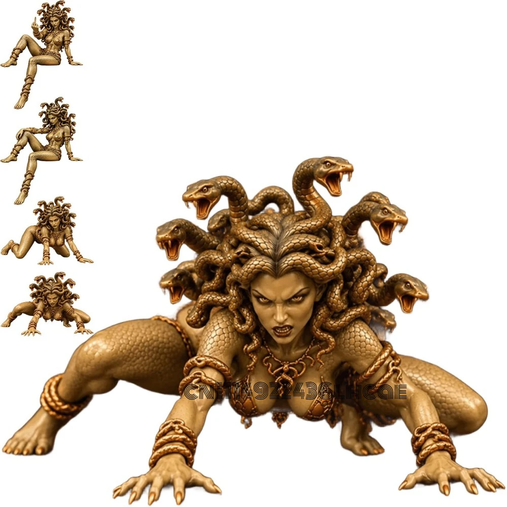 Medusa Goddess Snake Hair Statue, Medusa Goddess Sculpture Greek Mythology Kneeling Goddess Medusa with Snake Hair Statue