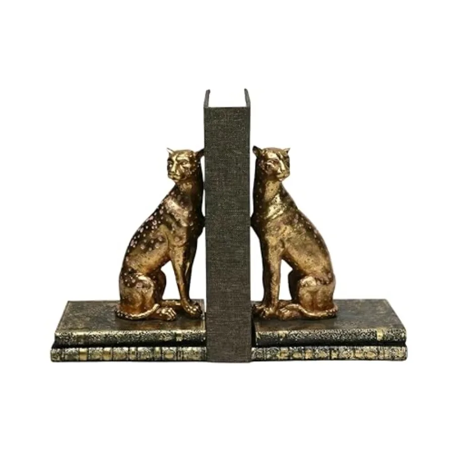 

9,1-дюймовые золотые подставки для книг в стиле египетской статуэтки Бастет (чертенок), антикварные винтажные статуэтки леопарда, декор для дома, прочные подставки для книг в виде животных